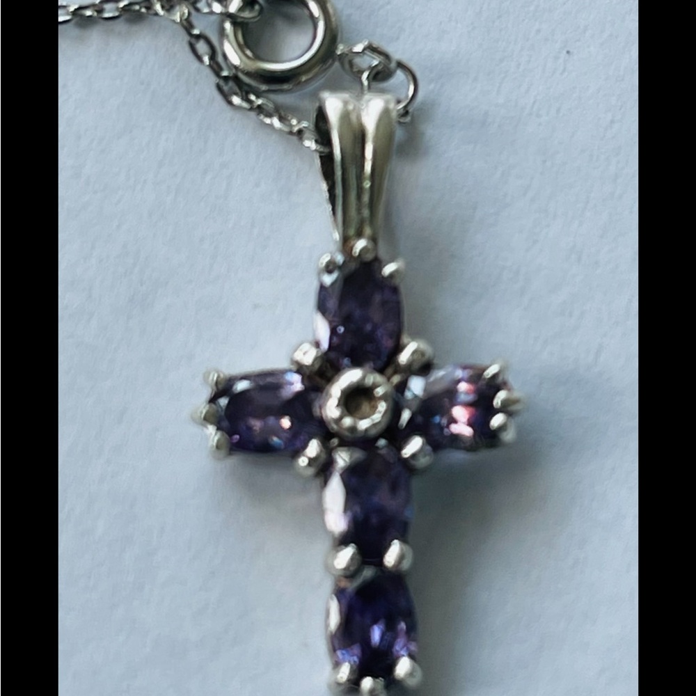 Elegant Purple Cross Pendant Necklace